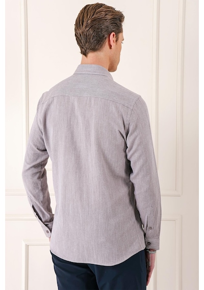 Efor Slim Fit Düğmeli Yaka %100 Pamuk Klasik Vizon Gömlek Gk 723 Vizon