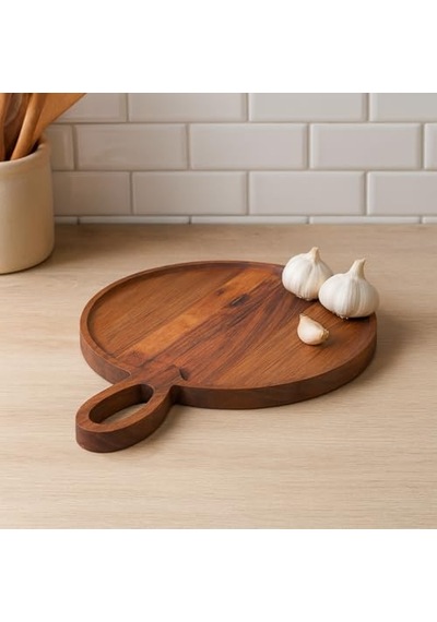 20 Cm Bambu Ahşap Yuvarlak Pasta Kahvaltı Servis Sunum Tabağı Diğer