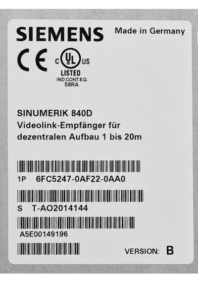 Siemens Sinumerik 840d Videolink-empfänger 6fc5247-0af22-0aa0 Endüstriyel Cnc Modülü
