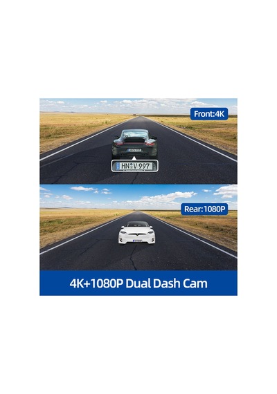 4k Aı Voice Dash Cam Çift Kamera, 12 Lcd, Arka Görüş + Wi-fi Aı Sesli Kontrol