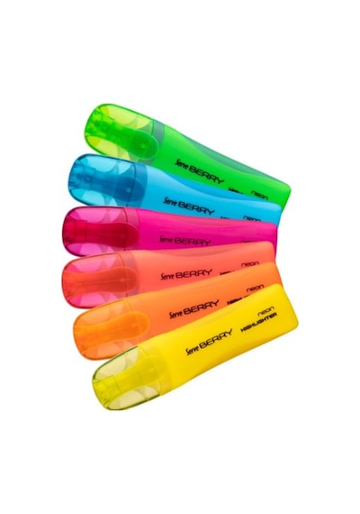 Serve Berry Mini Fosforlu Kalem Neon 6'lı Set Çok Renkli