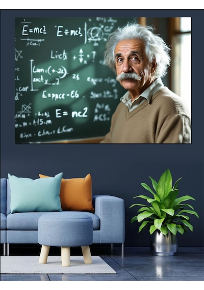 Bilim İnsanı Albert Einstein Dekoratif Kanvas - Mdf Ahşap Tablo