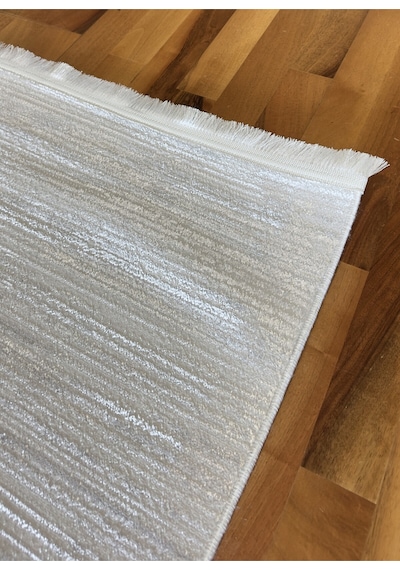 Elvey Home Krem Gri Saten İnce Sık Dokuma Parlak Yüzey Kaymaz Salon Koridor Halısı Kdfelvmakhal Krem Gri