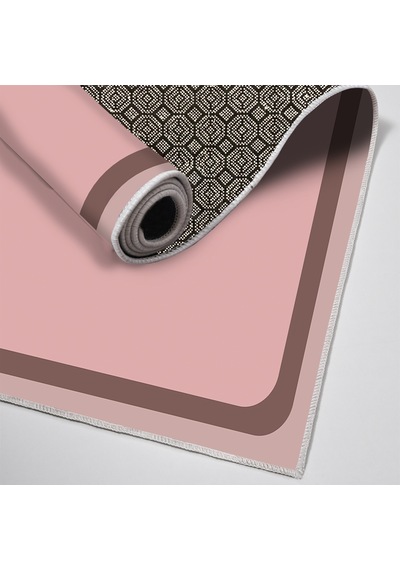 Dijital Kaymaz Yıkanabilir Banyo Mutfak Salon Paspas Halısı Trend Modern Al4002 Pembe