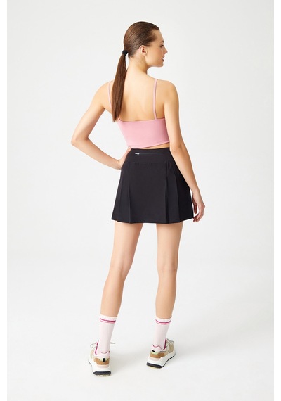 Los Ojos Siyah 2 Katmanlı Tenis Eteği - Şort Etek - Spor Etek Tennis Skirt Siyah