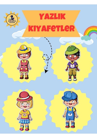 36 Adet Yazlık Kışlık Kıyafet Giydirme Hafıza Geliştiren Cırtlı Etkinlik Oyunu