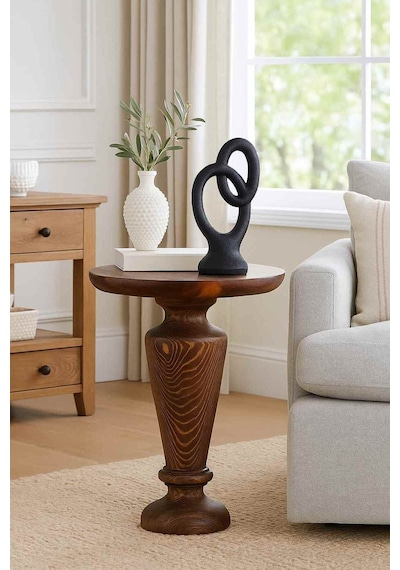 Doğal Masif Tekli Yan Sehpa Meşe Ahşap Mantar Sehpa - Wooden Coffee Table Meşe