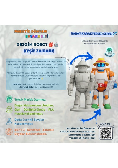 Codlaı Kids Robotik Dünyam 3d Boyama Seti - Çocuklar İçin Eğitici Yaratıcı Oyuncak Boyama Kiti - Gezgin Robot