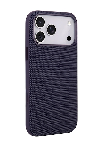 Maks Technology Apple Uyumlu iPhone 17 Pro Max Kılıf M-safe Şarj Özellikli Kumaş Tasarımlı Mkst Miami Sert Pc Kapak - Derin Mor