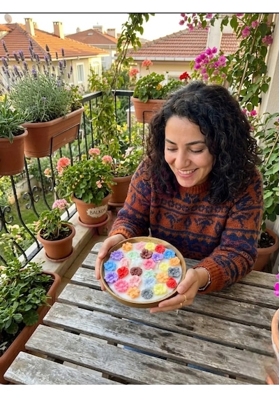 Mumelia Gökkuşağı Bahçesi - Doğal Soya Akasya Kase Tasarım Dekoratif Mum .
