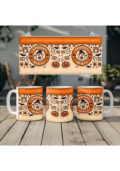 Spooky Mail Halloween Kupa Hayalet Posta Temalı 3d Görünümlü - Kabartmasız Beyaz