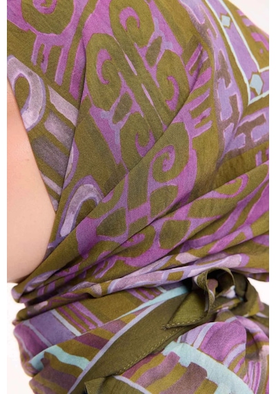 Silk Home Dört Mevsim Antik Motif Viskon Velora Eşarp 6420 Yeşil