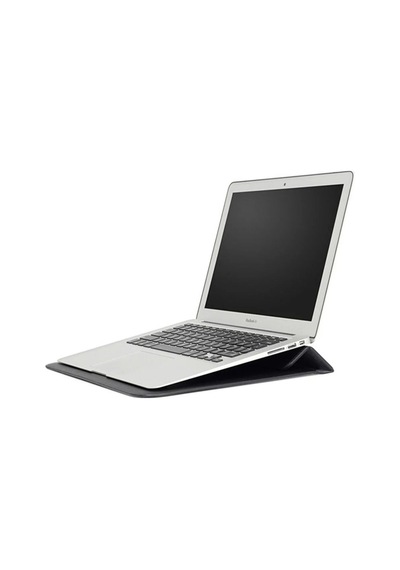 Apple Uyumlu MacBook Air M2 15 Inç 2023 M2 Çip A2941 Deri Mıknatıslı Çanta Stantlı Şık Tasarım Siyah