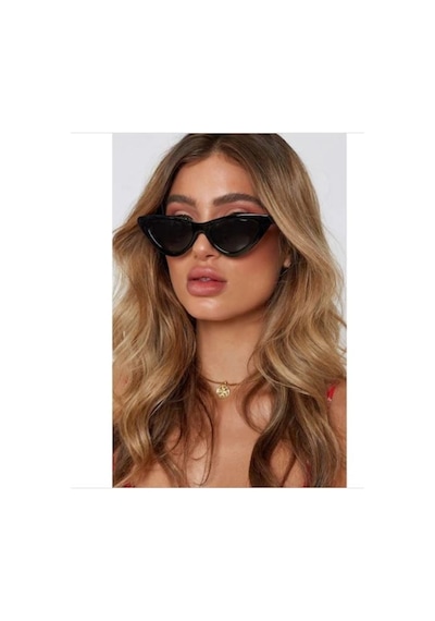 Retro Üçgen Cat Eye Güneş Gözlüğü Siyah
