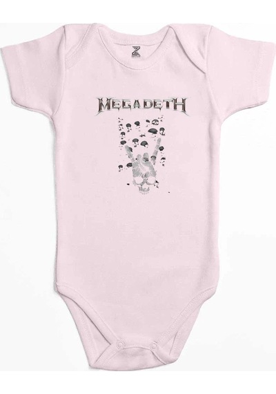 Zepplin Giyim Megadeth Rock Sign Pembe Bebek Body Zıbın