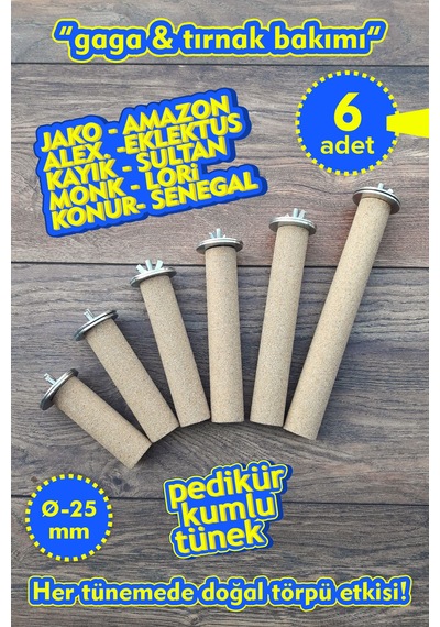 Venty 6 Adet Pedikür Kumlu Papağan Tüneği Çapı 25 Mm Jako, Amazon, Sultan, Monk, Alexander, Konur, Lori, Kayık, Eklektus