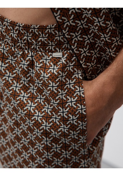 Marks & Spencer Pamuk Karışımlı Geometrik Desenli Pijama Şortu T07001318A Kahverengi