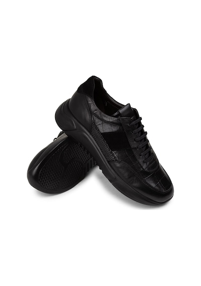 Deery Hakiki Deri Siyah Erkek Sneaker Ayakkabı - 01963Msyhe09 Siyah
