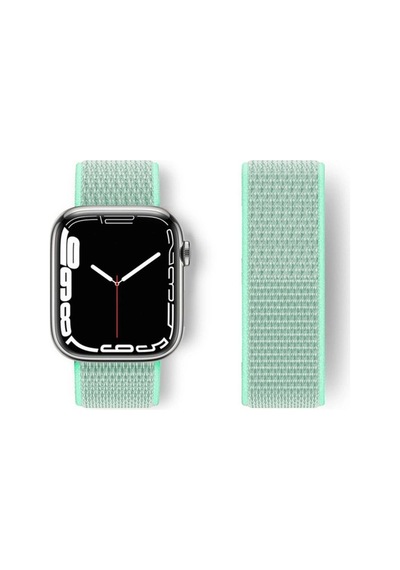 Apple Watch 42mm Hasırlı Cırtcırtlı Kordon Saat Değildir - Turkuaz