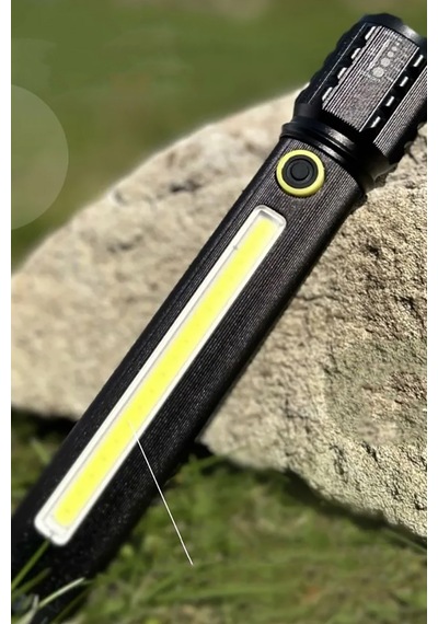 10w Çelik Kasa Zoom Özellikli Usb Şarjlı El Feneri Siyah