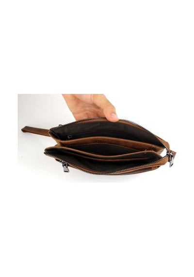 Alphaclub Bag Erkek Hakiki Deri Taba Çok Bölmeli El Çantası Model 898