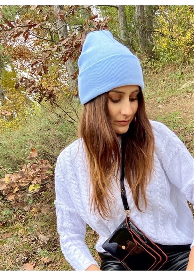 Eke Tekstil Unisex Katlamalı Kışlık Örme Bere Bebe Mavi