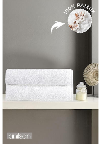 2'li Büyük Banyo Havlusu - 90x150 Cm, 650 Gr, %100pamuk, Spa Ve Otel Havlusu, Günlük Kullanıma Uygun Beyaz