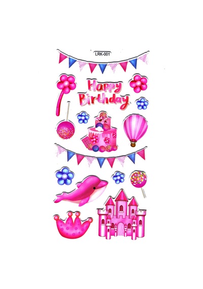 Sticker Kabartmalı Stiker Defter Planlayıcı Etiket Lrk001 -17x9 Cm- Doğum Günü Şato