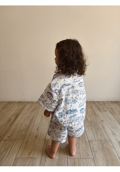 Oh La La Koala Mare Linen Müslin Şortlu Takım Ekru