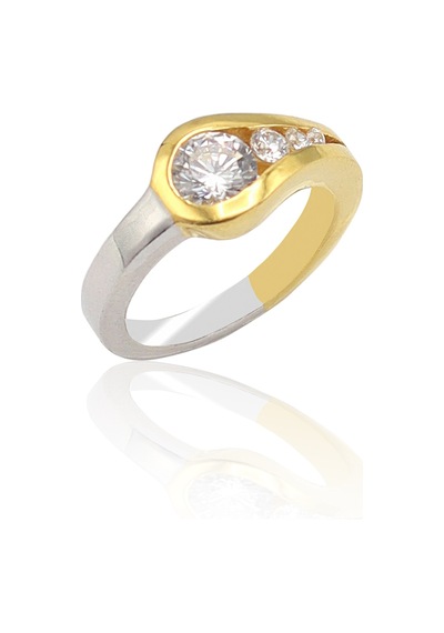 Midyat Nurtaş Gümüş Kristal Kesim Gold Kaplama 925 Ayar Gümüş Zirkon Yüzük 201022858