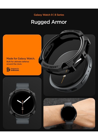 Galaxy Watch 9/8 40mm İle Uyumlu Kılıf Rugged Armor Matte Black - Acs10004 Çok Renkli
