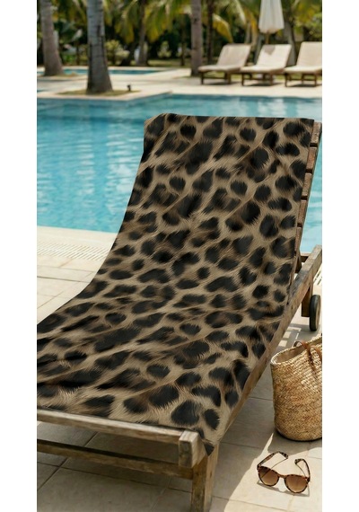 Leopar Desenli Yüksek Su Emici 70x150cm Plaj Havlusu Renkli