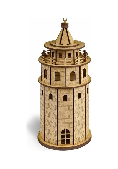 Südor Wood Ahşap Kendin Yap Maket Galata Kulesi 100 x 100 x 230 mm
