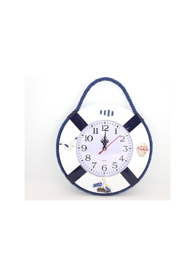 10 Adet Ahşap Marin Duvar Saati Deniz Temalı Tasarım, Duvara Asmalı Dekoratif Wall Clock 24 X 24 Cm Diğer