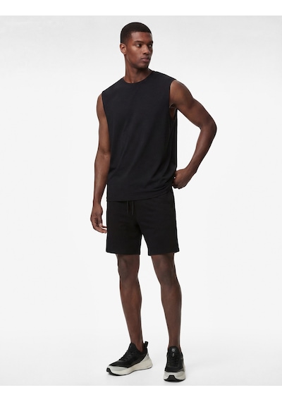Koton Straight Fit Cepli Pike Kumaş Bermuda Beli Bağcıklı Spor Şort Siyah 6sam40120nk