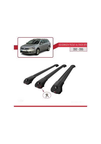 Volkswagen Passat Alltrack B7 2012-2015 Arası İle Uyumlu Ace-1 Ara Atkı Tavan Barı Siyah 3 Adet Bar