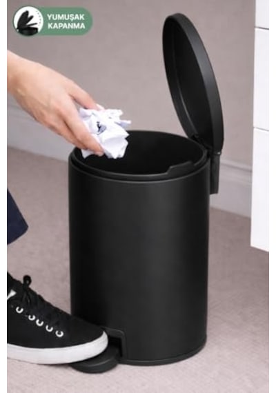Cigo 3 Lt Banyo Mutfak Ofis Çelik Çöp Kovası - Mat Siyah