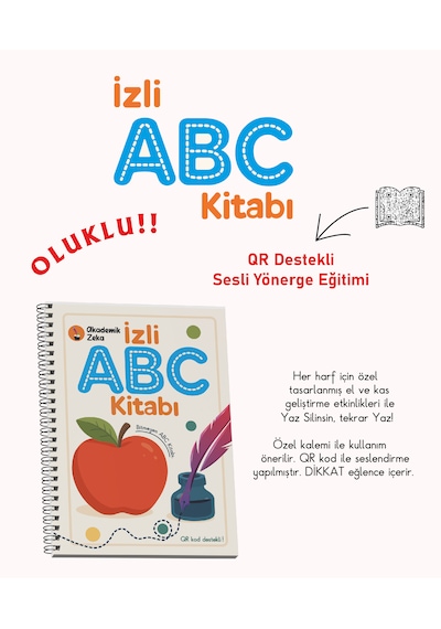 İzli Abc Ve Sayıcıklar Kitabları Oluklu Seti 1adet Sihirli Uçan Kalem - Tutma Aparatı, 10 Adet Kalem İçi