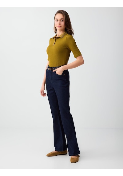 Jimmy Key Mid Rodeo Bol Paça Yüksek Bel Uzun Denim Pantolon 6sw185663986 Çok Renkli