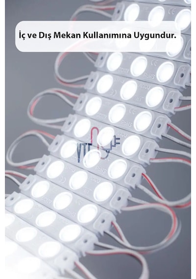 Beyaz Yapışkanlı Modül Led İç/dış Mekan Uyumlu 12 Volt Güçlü Aydınlatma 1 Metre