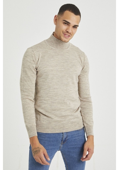 Taş Erkek Slim Fit Yarım Balıkçı Yaka Akrilik-pamuk Karışımlı Basic Triko Kazak Taş