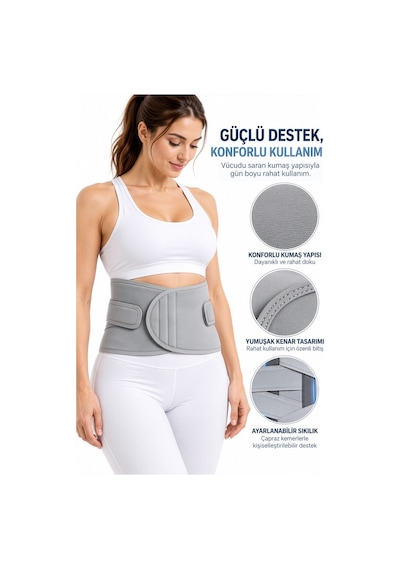 Gri Ortopedik Bel Korsesi Ayarlanabilir Balenli Lumbosakral Destek Korsesi Medikal Siyatik Bel Korsesi