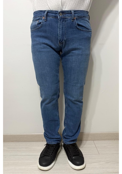 Hacker Denim Dmctekstil Erkek 1022 Yüksek Bel Rahat Kesim Boru Paça Jean Pantolon Koyu Mavi