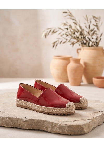 Futsishoes Lucıa Bordo Hakiki Rugan Deri Dikiş Detaylı Kadın Espadril