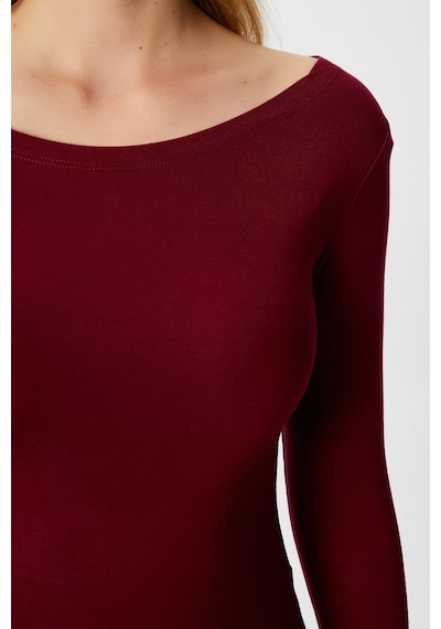 Ritnice Kayık Yaka Need Uzun Kollu Bordo Soft Top / Bluz Bordo