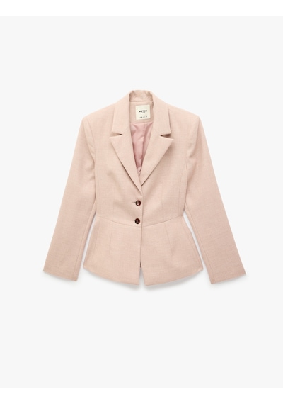 Koton Geniş Yaka Cep Detaylı Düğmeli Blazer Ceket Pembe 7wak50042uw Gül