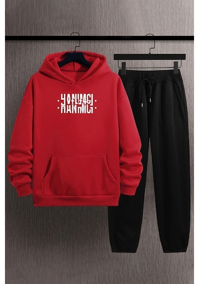 Uyguntarz Unisex Hanımcı Eşofman Takımı Kırmızı