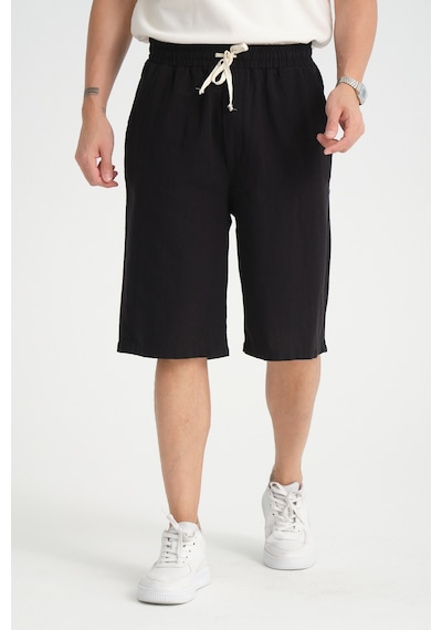 Redline Erkek Baggy Fit Rahat Kesim %100 Pamuk Yumuşak Dokulu Şort Kapri Siyah