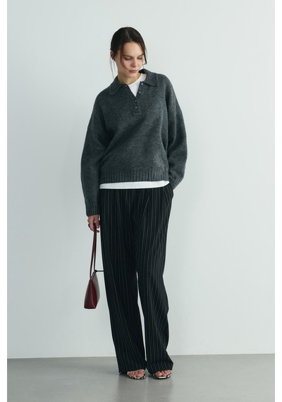Suud Collection Füme Rani Polo Yaka Oversize Kazak