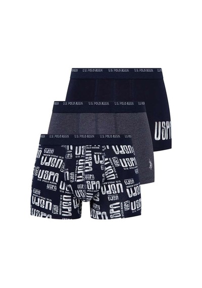 U.S. Polo Assn. U.S Polo Assn. 80338 Erkek 3 Lü Boxer-Lacivert&Lacivertmelanj&Baskılı - M